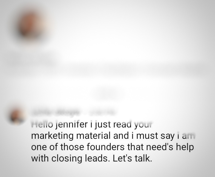 Founder reaching out to Jennifer Omaliko after reading her LinkedIn content